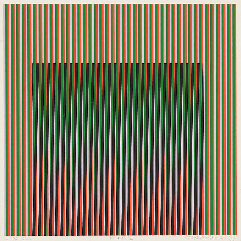 Carlos Cruz-Diez, Farbaddition B, 1988, Siebdruck auf Karton