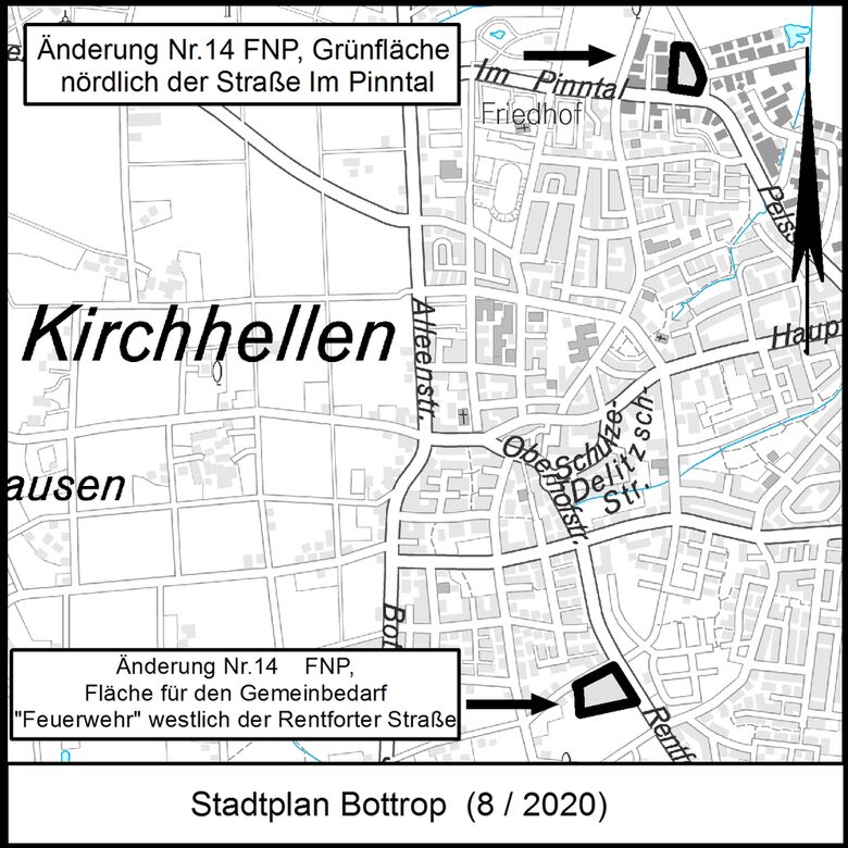 Änderung Nr. 14 FNP, Grünfläche nördl. Str. Im Pinntal u. Fläche für den Gemeinbedarf