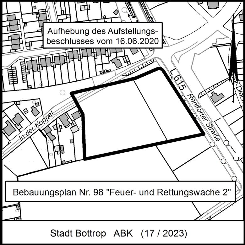 Aufhebung des Aufstellungsbeschlusses vom 16.06.2020, Bplan Nr. 98